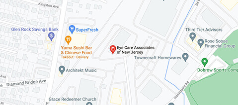 Map showing Eye Care Associates of New Jersey location